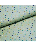 Tissu, Coton Gratté Étoiles, Vert d'eau, Laize 145 cm, 100% Coton