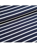 Tissu, Jersey de Viscose Rayé, Marine et Blanc, Laize 150 cm, Viscose Stretch Oeko-Tex