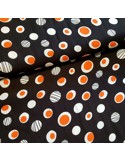 Tissu, Viscose à Motifs Cercles, Noir et Multicolore, Laize 142 cm, 100% Viscose 115g/m²