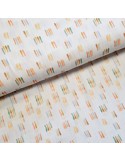 Tissu, Double Gaze de Coton, Traits Multicolores sur Blanc, Laize 135 cm, 100% Coton 120g/m²