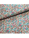 Tissu, Viscose Fleurie, Fond Blanc, Laize 140 cm, 100% Viscose 154g/m²