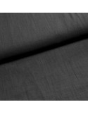 Tissu, Lin Lavé Uni, Noir Intense, Laize 140 cm, 100% Lin