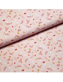 Tissu, Cretonne de Coton Demi-Lunes, Rose, Laize 150 cm, 100% Coton