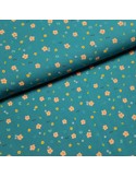 Tissu, Cretonne de Coton Fleurie, Vert Canard, Laize 150 cm, 100% Coton