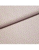 Tissu, Cretonne de Coton Coquillages, Roses et Gris, Laize 150 cm, 100% Coton