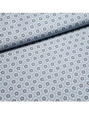 Tissu, Popeline de Coton Fleurie, Bleu Jean, Laize 150 cm, 100% Coton 195g/ml