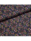 Tissu, Popeline de Coton Fleurie Digitale, Marine, Laize 150 cm, 100% Coton 161g/m²