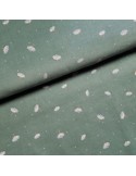 Tissu, Velours Milleraies Fleuri, Vert Sauge, Laize 145 cm, 100% Coton