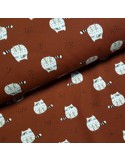 Tissu, French Terry Imprimé Chats Mignons, Terracotta Cute Animals, Laize 140 cm, Coton Stretch Oeko-Tex