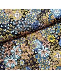 Tissu, Jersey de Viscose Imprimé Fleurs Rétro, Multicolore 70's, Laize 150 cm, Viscose Stretch Oeko-Tex