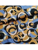 Tissu, Twill de Viscose Motifs 70's, Violet, Laize 145 cm, 98% Viscose 2% Élasthanne 165g/ml