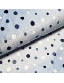Tissu, Polaire Doudou Pois, Bleu Océan, Laize 150 cm, 100% Polyester