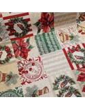 Tissu, Jacquard Gobelin Noël, Multicolore Festif Lurex Doré, Laize 140 cm, 58% Coton 32% Polyester 10% Acrylique 425g/m²