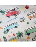 Tissu, Jacquard Gobelin Licence VW Vans, Multicolore, Laize 140 cm, Coton Polyester Acrylique 250g/m²