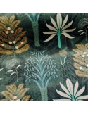 Tissu, Velours d'Ameublement Arbres Italiens Fleuris, Vert Forêt, Laize 145 cm, 100% Polyester 340g/m²