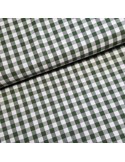 Tissu, Vichy Carreaux Moyens, Vert Olive et Blanc, Laize 144 cm, 100% Coton