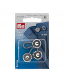 Boutons flexi avec boucle, Prym, Argent, 15 mm, Métal
