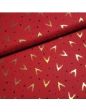 Tissu, Popeline de Coton Élans de Noël, Rouge Vif, Laize 150 cm, 100% Coton 120g/m²