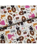 Tissu, Popeline de Coton, Motifs Harry Potter Hermione, Laize 150 cm, 100% Coton Oeko-Tex