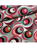 Tissu, Viscose Motifs Rétro 70's, Multicolore, Laize 140 cm, 100% Viscose 133g/m²
