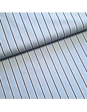 Tissu, Popeline de Coton Rayée, Bleu, Laize 148 cm, 100% Coton 192g/m²