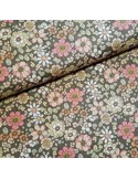 Tissu, Popeline de Coton Fleurs 70's, Multicolore Rétro, Laize 148 cm, 100% Coton 192g/m²