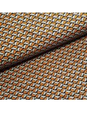 Tissu, Twill de Viscose Stretch Géométrique, Bleu Marine Ocre et Blanc, Laize 140 cm, 97% Viscose 3% Élasthanne