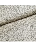 Tissu, Lin Viscose Imprimé Feuillage, Écru, Laize 150 cm, 55% Lin 45% Viscose 243g/ml