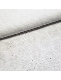 Tissu, Broderie Anglaise Fleurie, Blanc, Laize 132 cm, 100% Coton