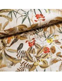 Tissu, Lin Viscose Imprimé Tropical, Écru, Laize 135 cm, 55% Lin 45% Viscose 243g/ml