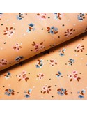 Tissu, Piqué de Coton Fleuri, Saumon, Laize 145 cm, 95% Coton 5% Élasthanne