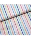 Tissu, Voile de Coton Jacquard Rayures, Multicolores, Laize 135 cm, 100% Coton Léger