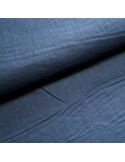 Tissu, Lin Lavé Uni, Bleu Jeans, Laize 140 cm, 100% Lin