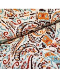 Tissu, Viscose Imprimée Psychédélique, Multicolore sur Écru, Laize 145 cm, 100% Viscose 158g/m²