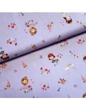 Tissu, Popeline de Coton Princesses, Mauve, Laize 148 cm, 100% Coton 192.4g/ml