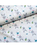Tissu, Cretonne de Coton Motif Lapins, Laize 150 cm, 100% Coton