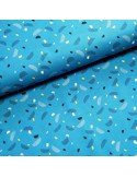 Tissu, Cretonne de Coton Demi-lunes, Bleu Pétrole, Laize 150 cm, 100% Coton 140g/m²
