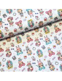 Tissu, Cretonne de Coton Motifs Adorables, Multicolore, Laize 150 cm, 100% Coton