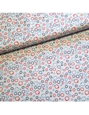 Tissu, Popeline de Coton Cercles, Bleu Blanc Rouge, Laize 150 cm, 100% Coton