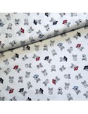 Tissu, Popeline de Coton Crânes de Pirates, Noir et Blanc, Laize 150 cm, 100% Coton