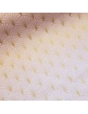 Tissu, Demi-Natté Éventails Dorés, Rose, Laize 140 cm, Coton Polyester 200g/m²