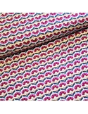 Tissu, Viscose Imprimée Fleurs Graphiques, Tons Variés, Laize 145 cm, 100% Viscose 152.3g/ml